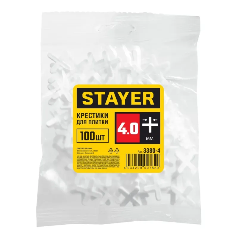 STAYER 4 мм, 100 шт, крестики для плитки (3380-4)