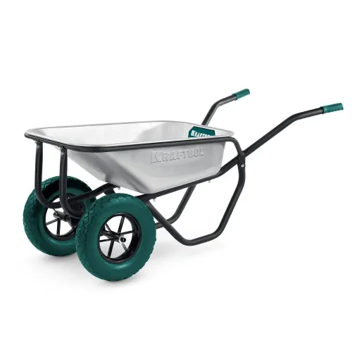 KRAFTOOL MAXDrive-2 110л, 280 кг, двухколесная, с трубным усилителем, кузов 0,9 мм, полиуретановые колеса, тачка строительная (39860)