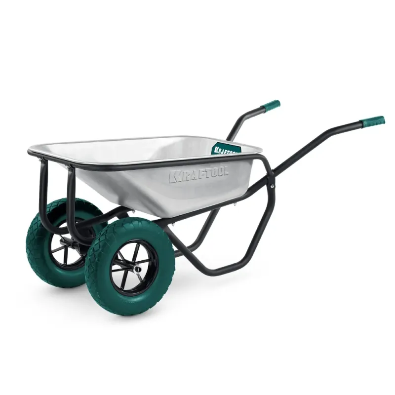 KRAFTOOL MAXDrive-2 110л, 280 кг, двухколесная, с трубным усилителем, кузов 0,9 мм, полиуретановые колеса, тачка строительная (39860)