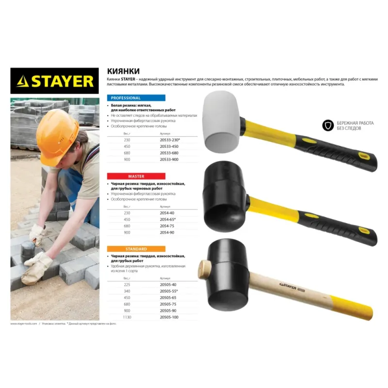 STAYER 450 г, белая, резиновая киянка, Professional (20533-450)