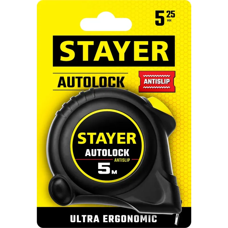 STAYER AutoLock, 5 м х 25 мм, рулетка с автостопом (2-34126-05-25)