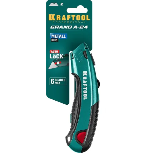 KRAFTOOL с автостопом, 2 лезвия, универсальный нож (09241)