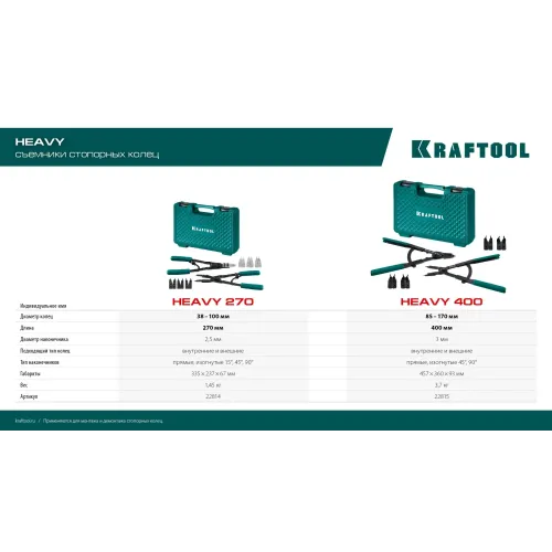KRAFTOOL HEAVY 400 внешний/внутренний, съемник стопорных колец (22815)