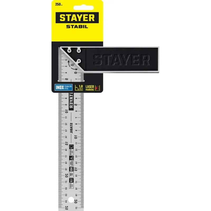STAYER 250 мм, столярный угольник, Professional (3431-25)