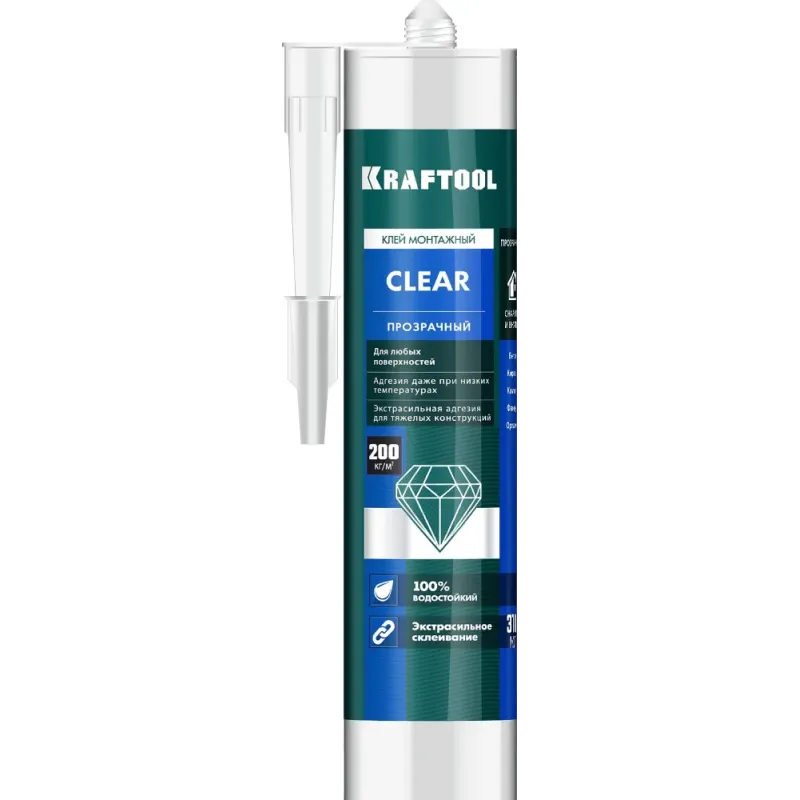 KRAFTOOL CLEAR, 310мл, прозрачный, суперсильный монтажный клей (41342)