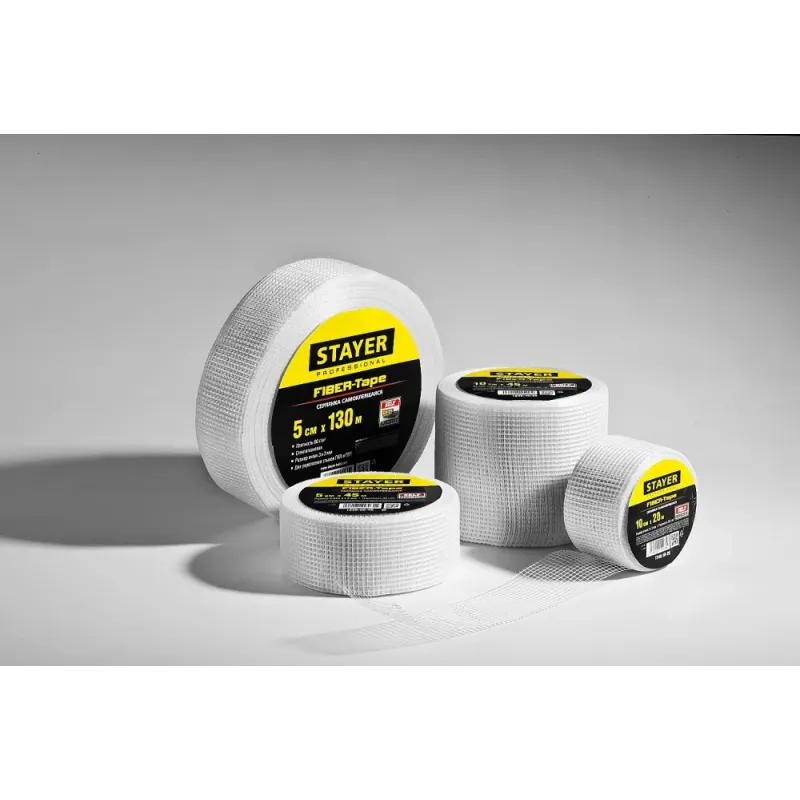 STAYER FIBER-Tape, 5 см х 20 м, 3 х 3 мм, самоклеящаяся серпянка, Professional (1246-05-20)