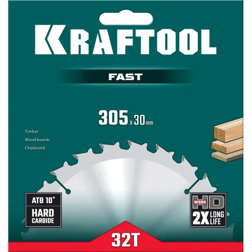 KRAFTOOL Fast, 305 х 30 мм, 32Т, пильный диск по дереву (36950-305-30)