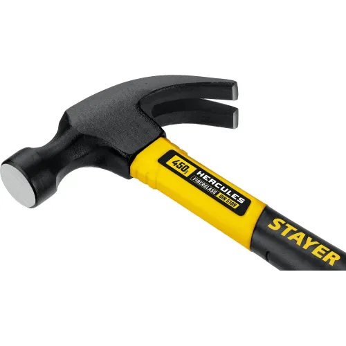 STAYER Hercules, 450 г, молоток-гвоздодёр столярный с фиберглассовой рукояткой, Professional (2026-450)