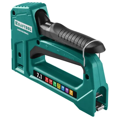 KRAFTOOL Universal, 7-в-1: 53 (A/10/JT21) 23GA (6 - 14 мм)/140 (G/11/57) 20GA (8 - 14 мм)/13/53F/36/500, универсальный легкий степлер (31524)