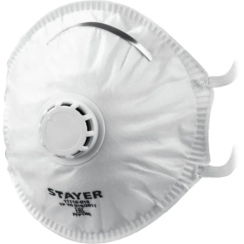 STAYER KV-99, класс защиты FFP3, коническая, фильтрующая полумаска с клапаном выдоха (11110-3)