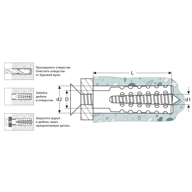 ЗУБР 6 х 32 мм, 200 шт, металлический дюбель для газобетона (302922-06-032)