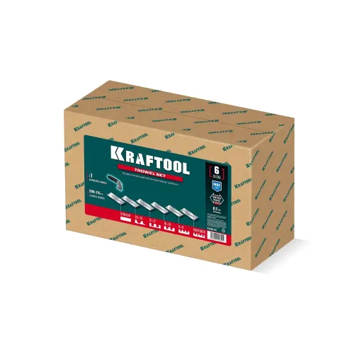 KRAFTOOL 280х115 мм, набор нержавеющих гребенок (6шт) со сменной 2к ручкой, в пластиковом кейсе (33268-H6)