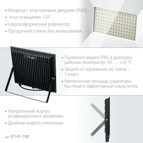 ЗУБР ПСК-100, 100 Вт, 6500 К, IP 65, светодиодный прожектор, Профессионал (57141-100)
