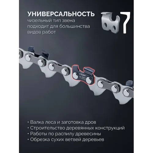 ЗУБР тип 20, 15 см, шаг 3/10″, паз 1.1 мм, 34 звеньев, цепь (71320-15)