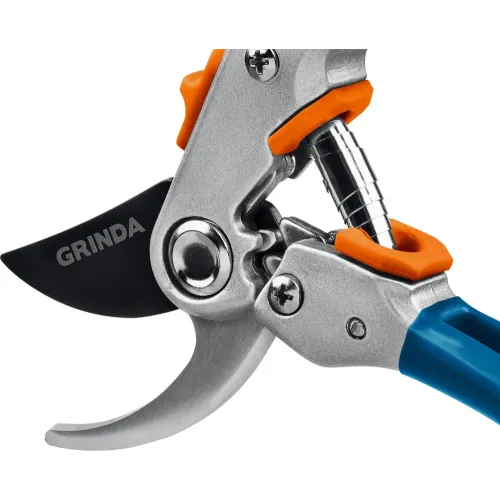 GRINDA P-51, 200 мм, закаленная сталь, шестерённая передача, двухкомпонентные рукоятки, покрытие ПВХ, плоскостной секатор, PROLine (423451)