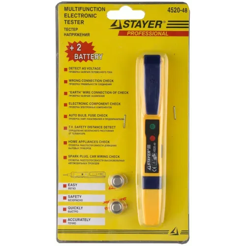 STAYER MS-48M, 3 уровня чувствительности, 70 - 250 В, 145 мм, тестер напряжения (4520-48)