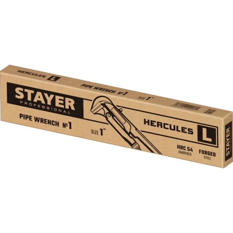 STAYER Hercules-L, №1, 1″, 330 мм, трубный ключ с прямыми губками (27331-1)
