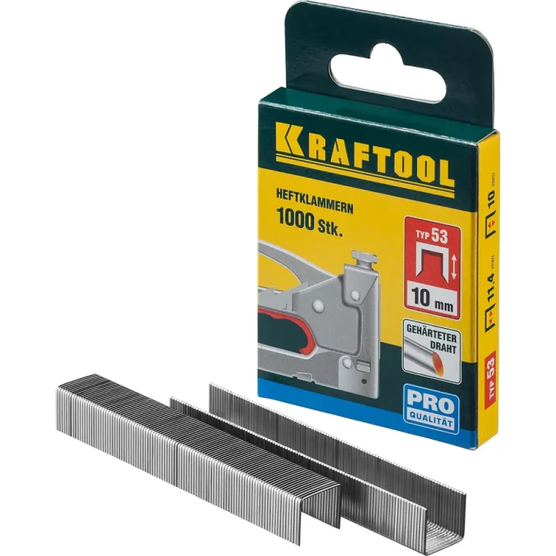 KRAFTOOL скобы тип 53 (A/10/JT21), 10 мм, калибр 23GA. 1000 шт (31670-10)