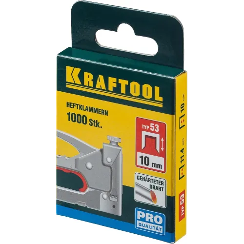 KRAFTOOL скобы тип 53 (A/10/JT21), 10 мм, калибр 23GA. 1000 шт (31670-10)