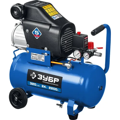 ЗУБР 320 л/мин, 24 л, 2200 Вт, масляный компрессор, Профессионал (КПМ-320-24)