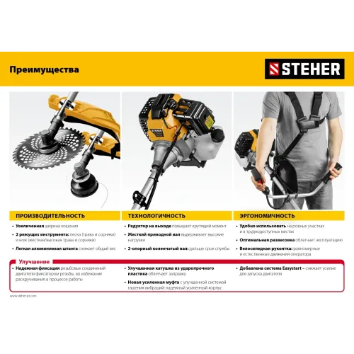 STEHER 1.3 кВт, бензиновый триммер (BT-1300)