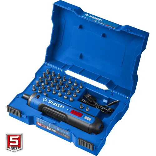 ЗУБР ZUBR GO 4 Vmax, аккумуляторная отвертка, кейс, 33 биты, Профессионал (PSD-4S)