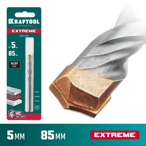 KRAFTOOL Extreme, 5 х 85 мм, цилиндр. хвостовик, сверло по бетону (29166-085-05)