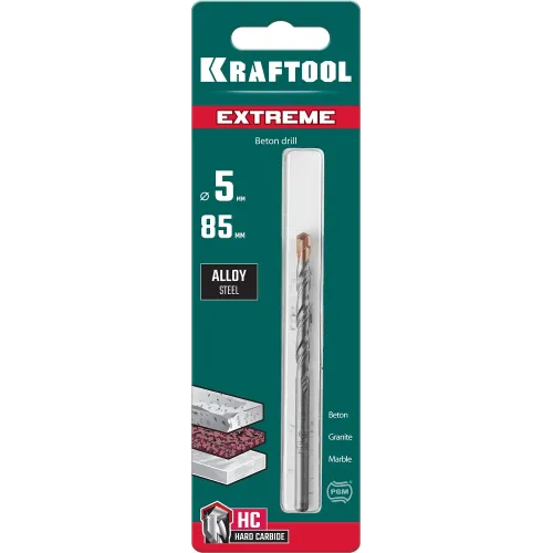 KRAFTOOL Extreme, 5 х 85 мм, цилиндр. хвостовик, сверло по бетону (29166-085-05)