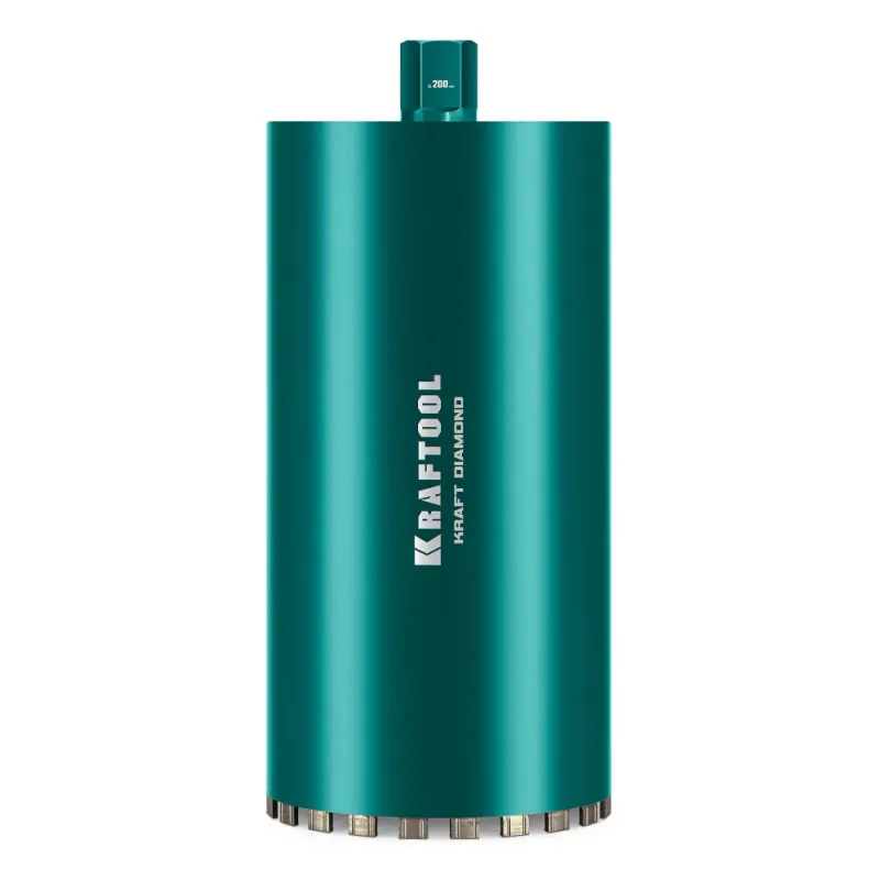 KRAFTOOL DIAMOND 200 мм (450 мм, 1 1/4″, лазерная сварка, сухое сверление с микроударом), алмазная коронка по железобетону (29825-200)