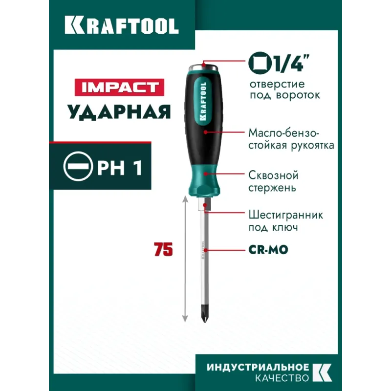 KRAFTOOL Impact PH1, ударная отвертка (250034-1)