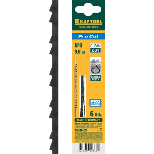 KRAFTOOL Pro Cut, 130 мм, 6 шт, полотна для лобзика (15340-03)