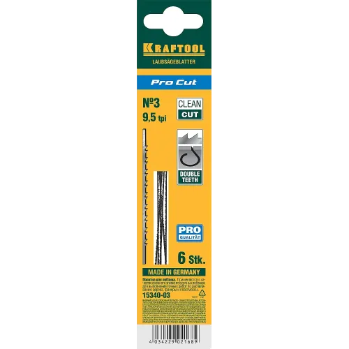 KRAFTOOL Pro Cut, 130 мм, 6 шт, полотна для лобзика (15340-03)