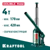 KRAFTOOL DOUBLE RAM, 4 т, 170 - 420 мм, с увеличенным подъемом, двухштоковый бутылочный домкрат (43463-4)
