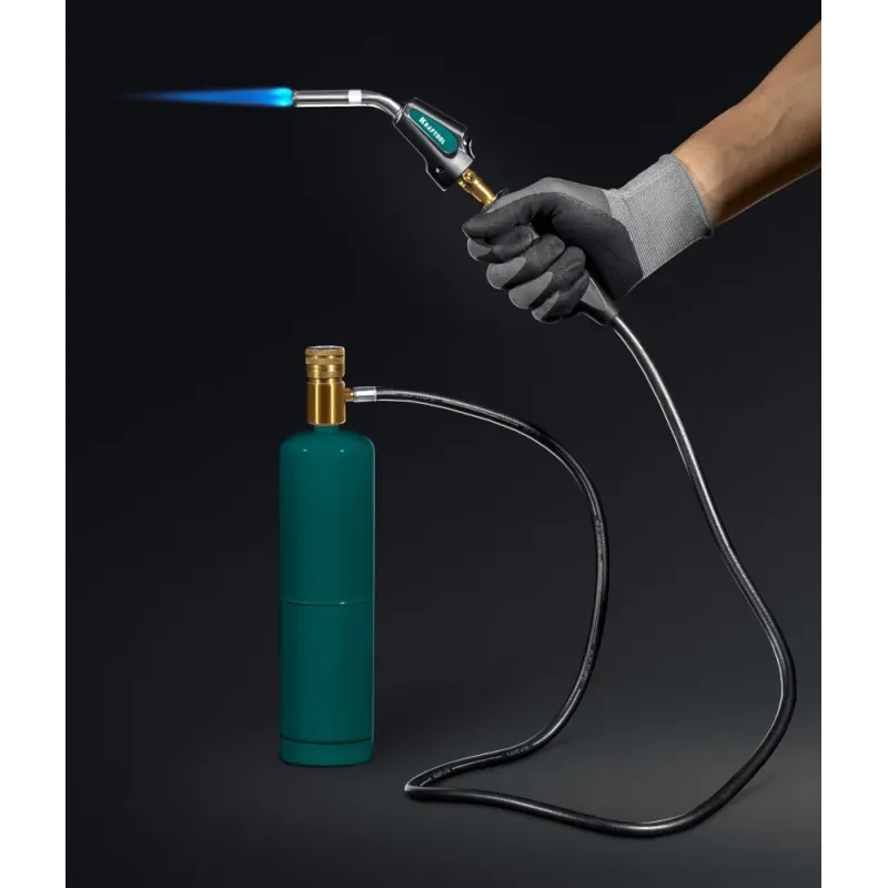 KRAFTOOL KS-8000, со шлангом 1.4м с пьезоподжигом на баллон турбо нагрев + 30% 2000°C, Газовая горелка Blue Fire (55512)
