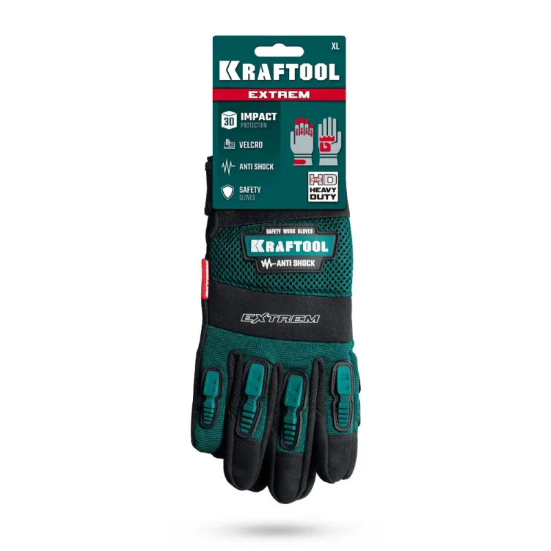 KRAFTOOL Extrem, XL (10), профессиональные комбинированные перчатки, антивибрационные, противоударные (11287-XL)