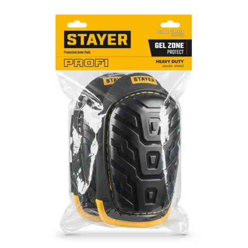 STAYER PROFI гелевая вставка, пластиковая накладка, противоскользящая поверхность, наколенники защитные (11198)