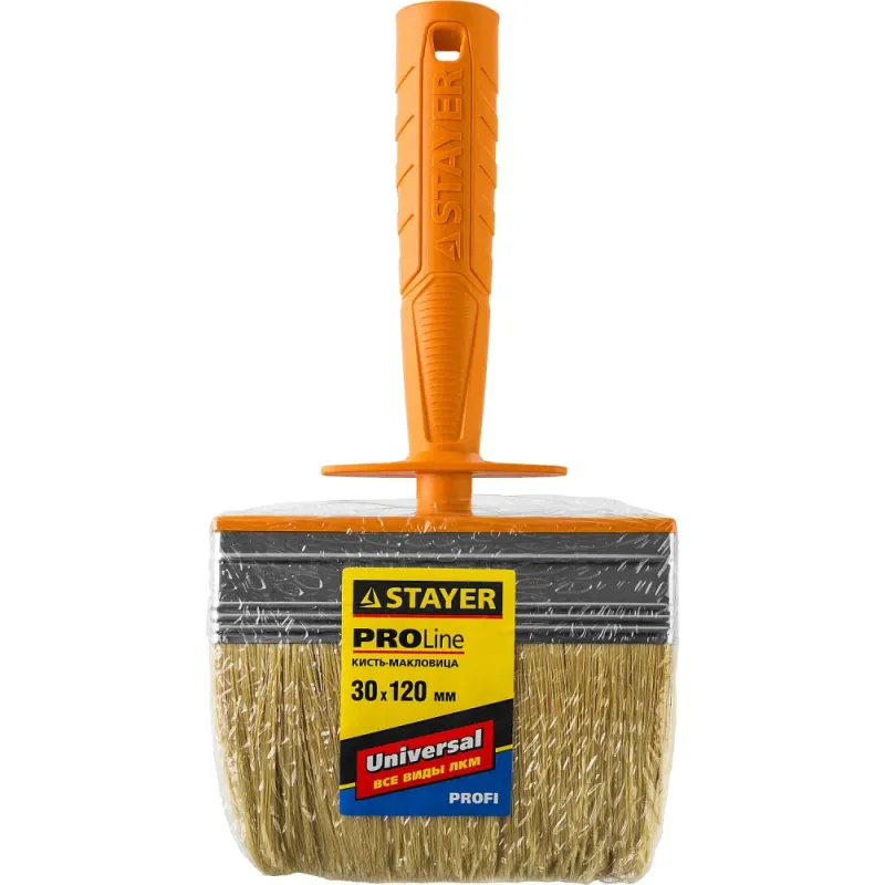 STAYER Universal MINI, 3 х 12 см, светлая натуральная щетина, пластмассовый корпус, все виды ЛКМ, макловица, Professional (0182-12)