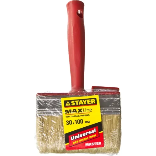 STAYER UNIVERSAL, 3 х 10 см, светлая щетина, пластмассовый корпус, все виды ЛКМ, макловица (01824-10)