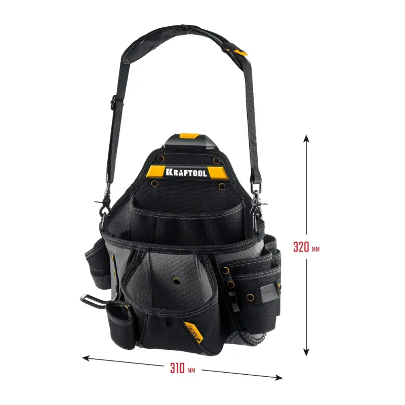 KRAFTOOL KPB-20 поясная сумка с быстросъёмным креплением FastClip, 320 х 310 мм (38767)
