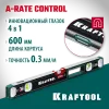 KRAFTOOL A-RATE CONTROL, 600 мм, точность 0.3 мм/м, с зеркальным глазком, сверхпрочный магнитный уровень (34988-60)