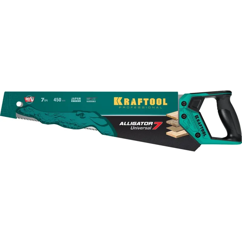 KRAFTOOL Alligator Universal 7, 450 мм, универсальная ножовка (15004-45)