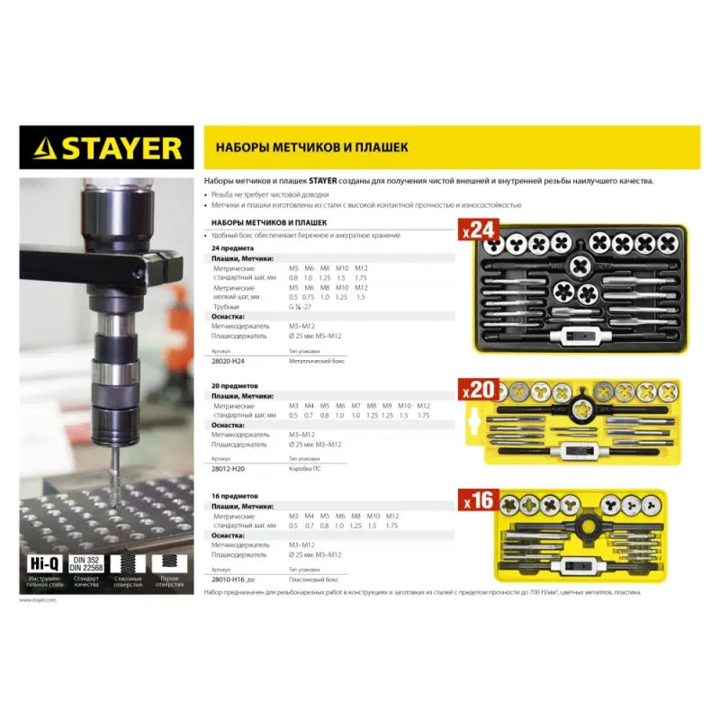STAYER MaXCut, 20 предмета, легированная сталь, набор метчиков и плашек (28012-H20)