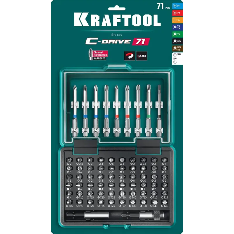 KRAFTOOL C-Drive 71, 71 шт, набор многофункциональных бит (26067-H71)