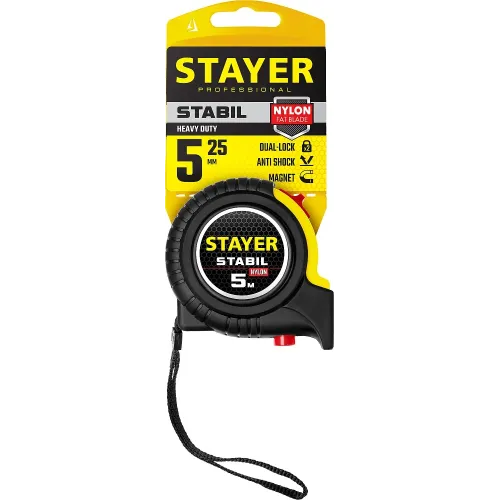 STAYER Stabil, 5 м х 25 мм, рулетка, Professional (34131-05-25)