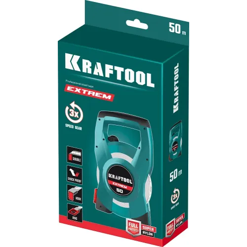KRAFTOOL 50 м, геодезическая стальная мерная лента (34185-50)