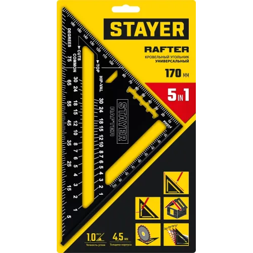 STAYER 170 мм, 5-в-1, универсальный кровельный угольник, Professional (34306-17)