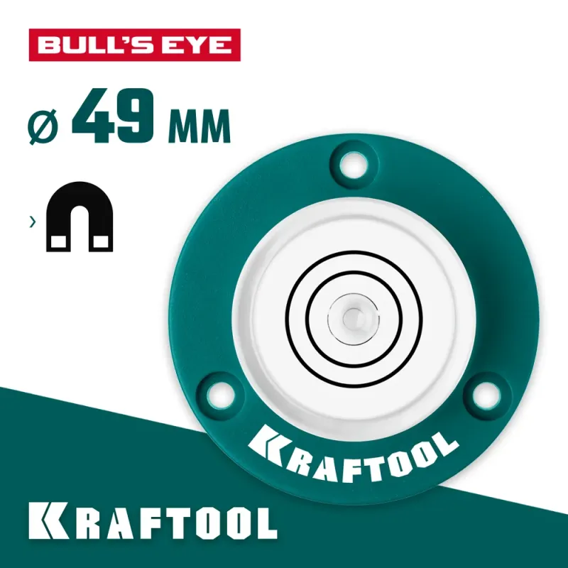 KRAFTOOL BULL'S EYE (БЫЧИЙ ГЛАЗ), d 49 мм, поверхностный магнитный уровень (34789)