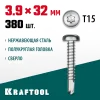 KRAFTOOL DS-P, 32 х 3.9 мм, А2, сверло, полукруглая головка, ТХ15, 380 шт, саморез нержавеющий (300931-39-032)