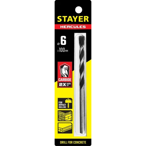 STAYER Hercules, 6 x 100 мм, cверло по бетону, Professional (2915-100-06)