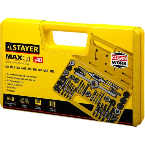 STAYER MaXCut, 40 предметов, инструментальная сталь, набор метчиков и плашек (2805-H40)